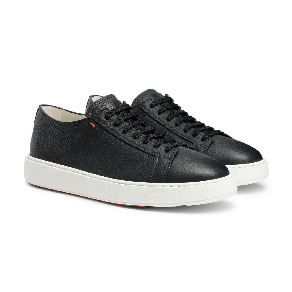 Santoni Sneaker da uomo in pelle bottalata blu Offerte