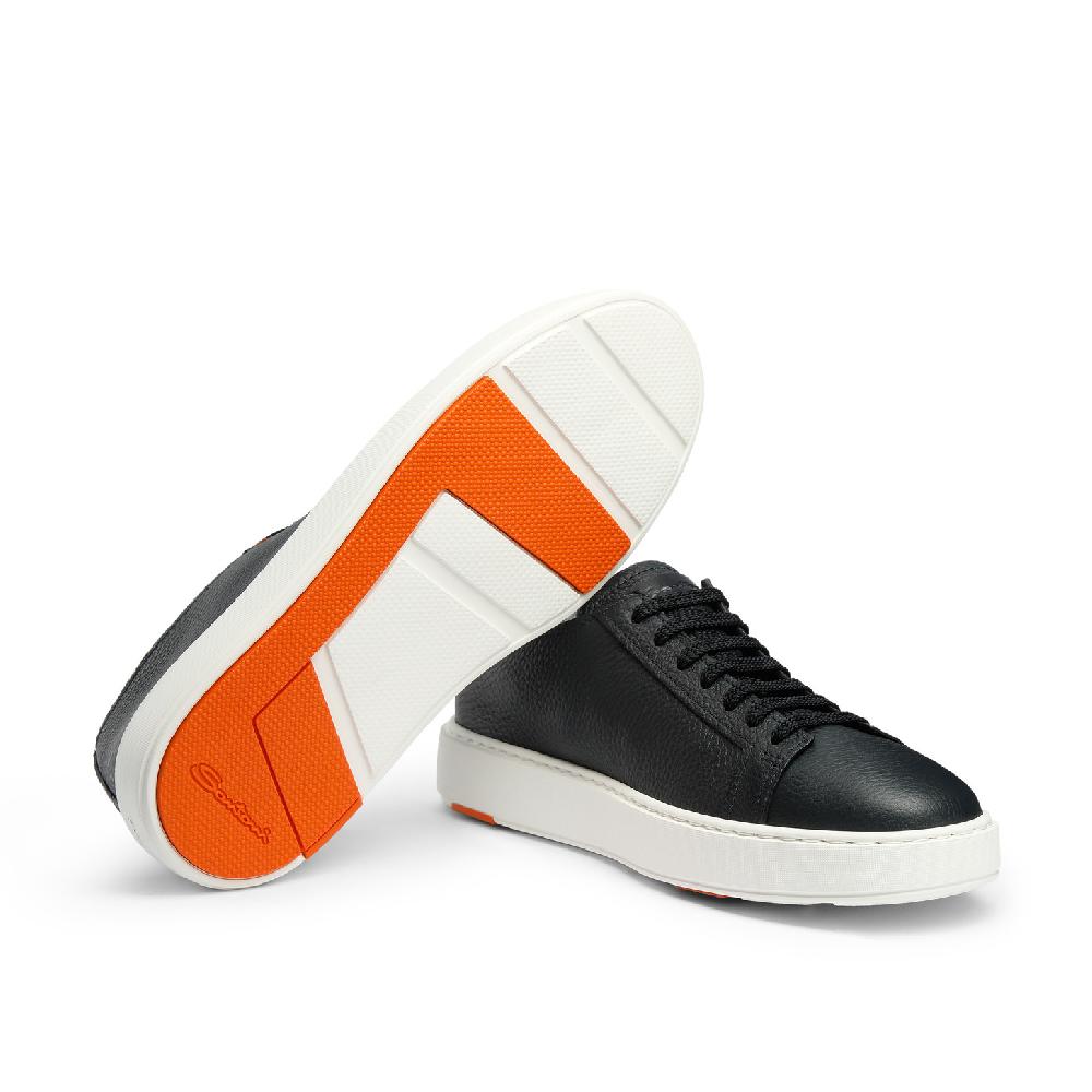 Santoni Sneaker da uomo in pelle bottalata blu Offerte