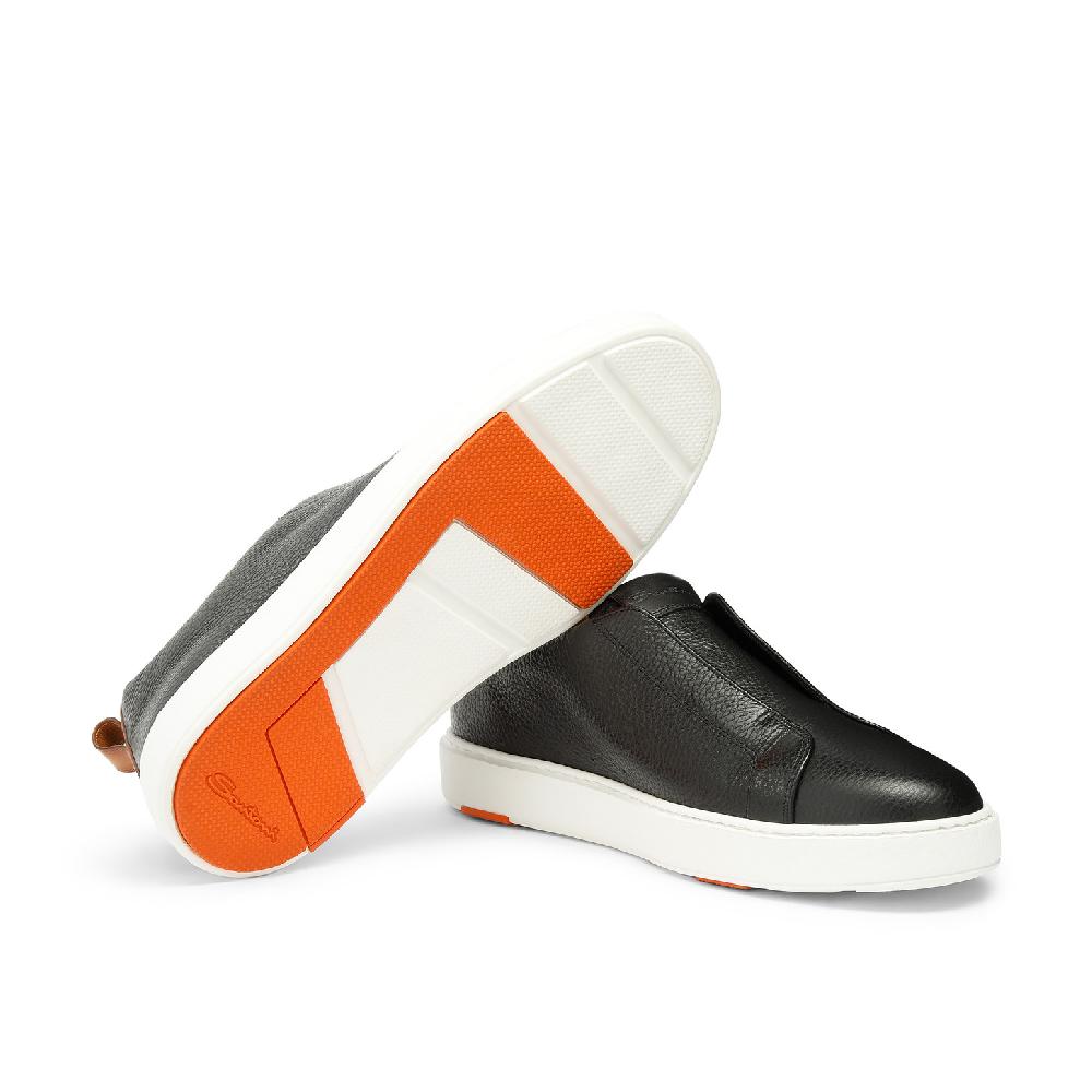 Santoni Sneaker slip-on da uomo in pelle bottalata nera Prezzo di fabbrica