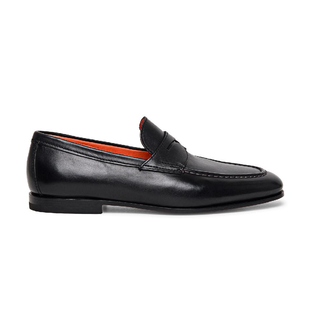 Santoni Mocassino penny da uomo in pelle nera