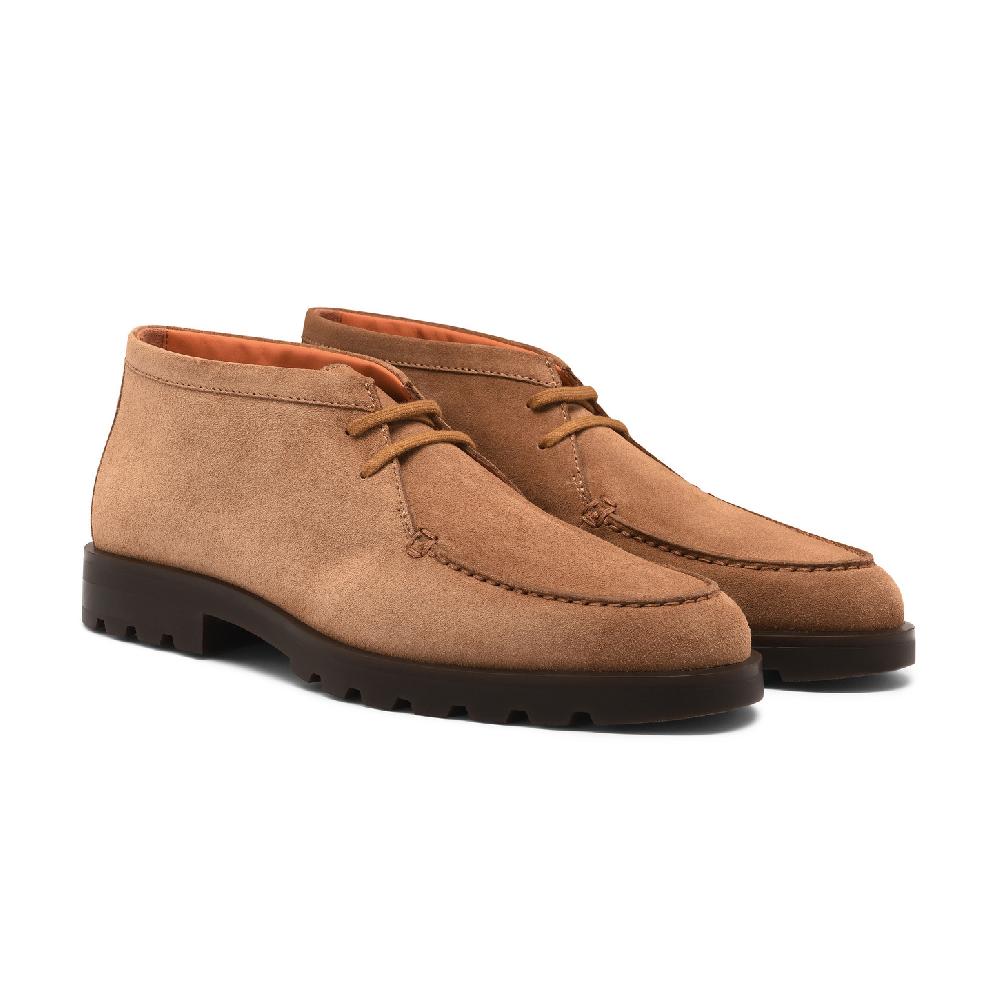 Santoni Stivaletto desert da uomo in suede marrone chiaro In Saldo