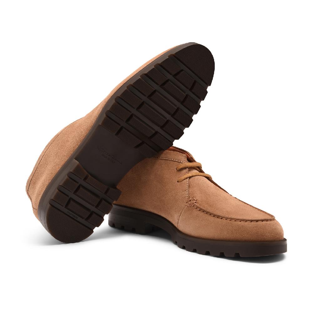 Santoni Stivaletto desert da uomo in suede marrone chiaro In Saldo
