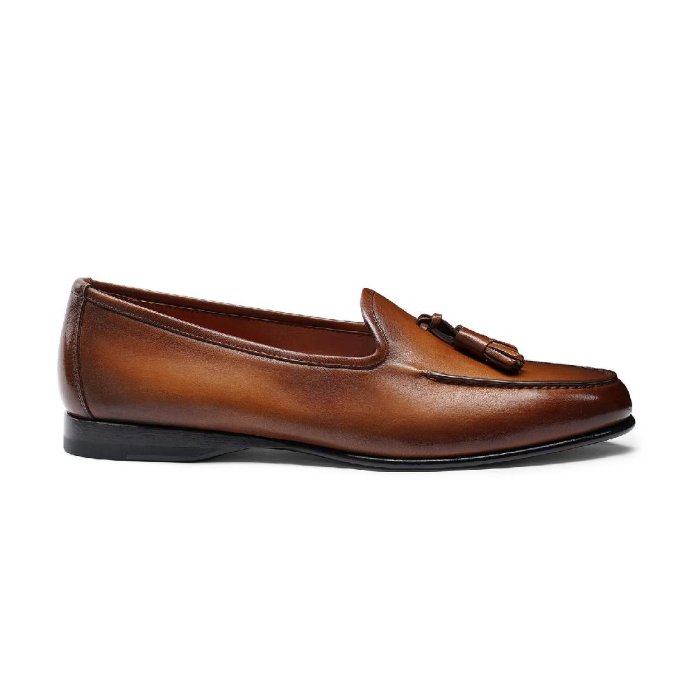 Santoni Mocassino Andrea con nappe da uomo in pelle marrone