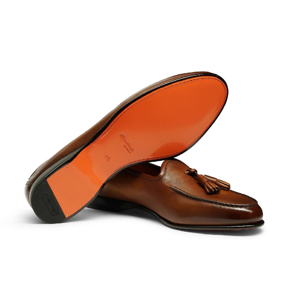 Santoni Mocassino Andrea con nappe da uomo in pelle marrone 2025