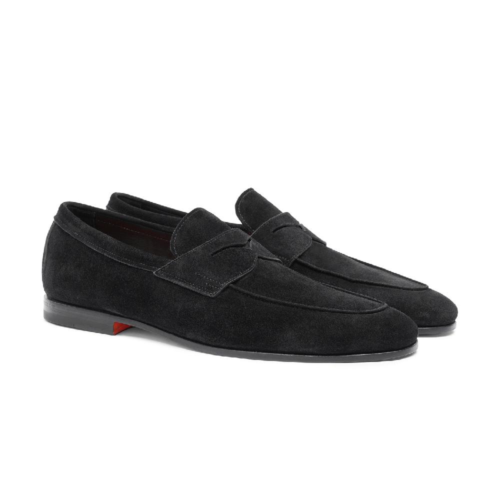 Santoni Mocassino Carlo da uomo in suede nero Italy