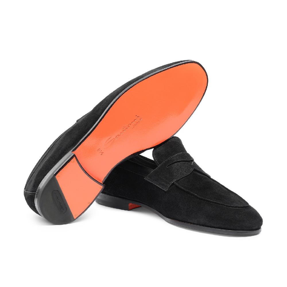 Santoni Mocassino Carlo da uomo in suede nero Italy
