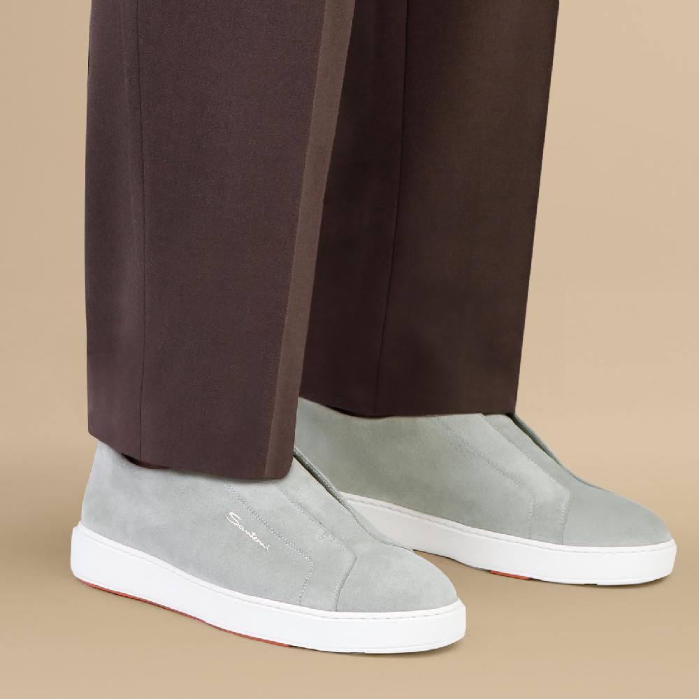 Santoni Sneaker slip-on da uomo in suede verde In Linea