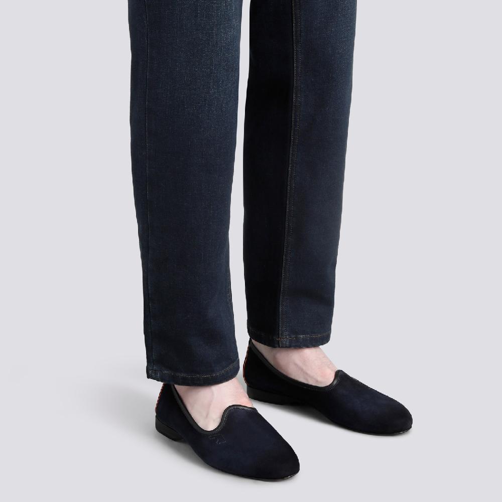 Santoni Mocassino da uomo in suede blu Nuovo