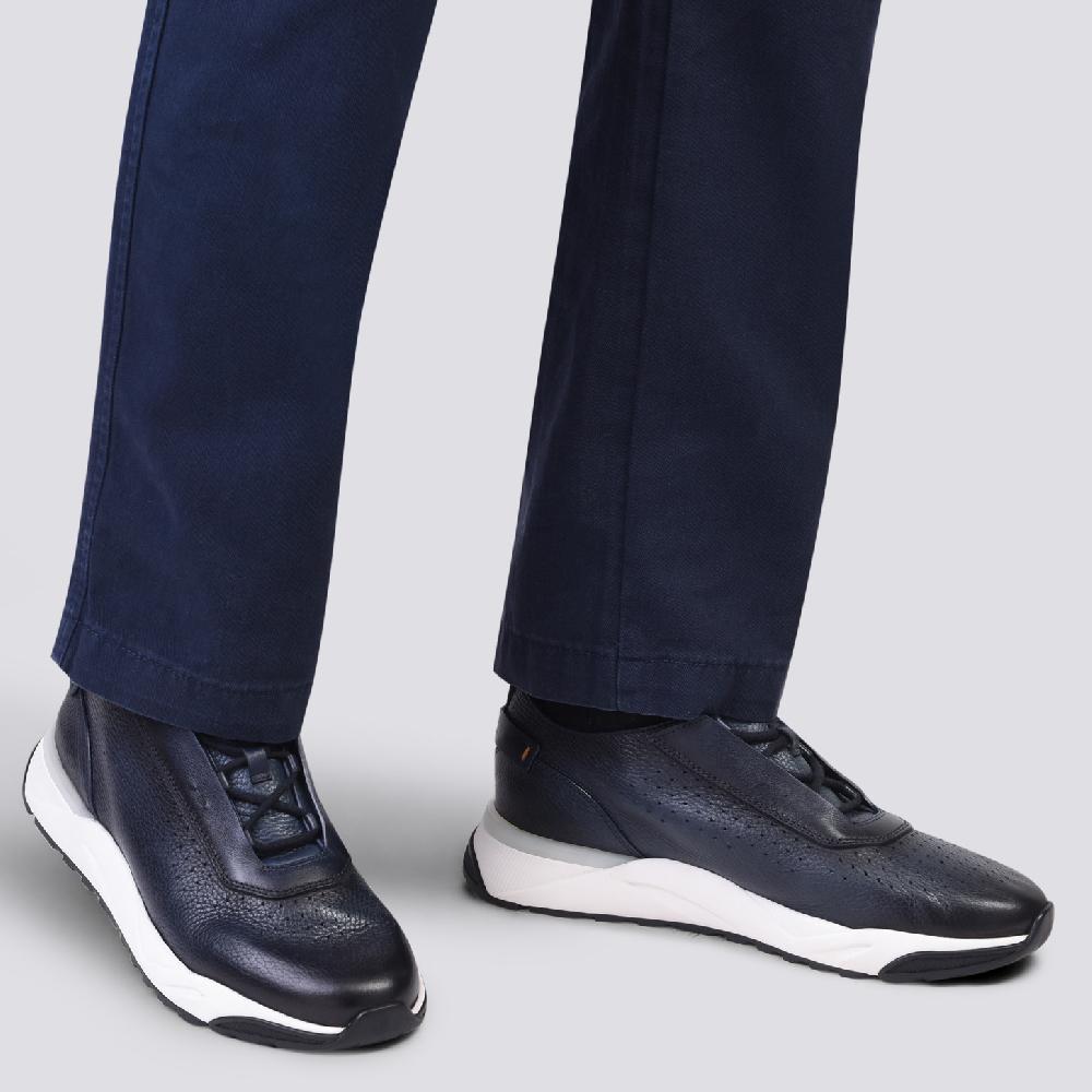 Santoni Sneaker da uomo in pelle blu Qualità