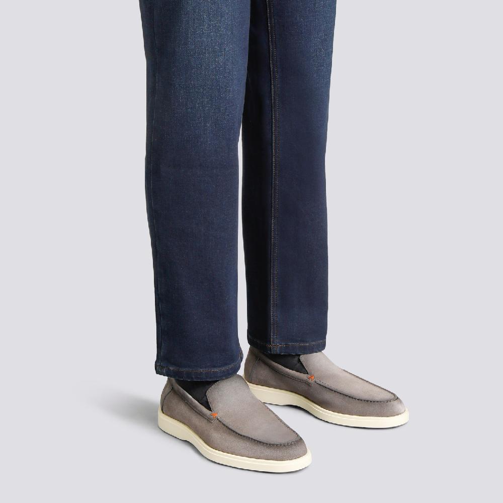 Santoni Mocassino da uomo in suede grigio Smaltimento dello stoccaggio
