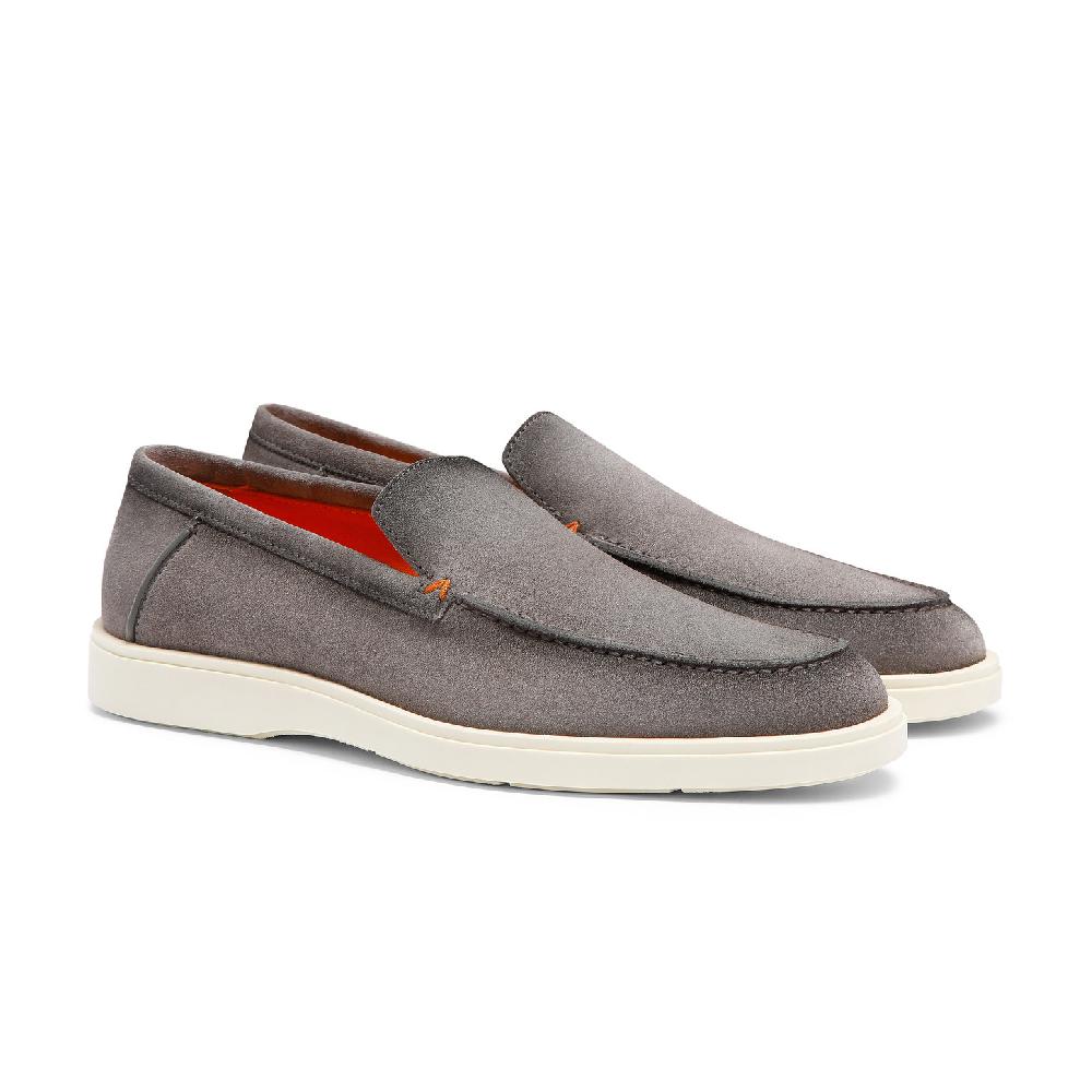 Santoni Mocassino da uomo in suede grigio Smaltimento dello stoccaggio