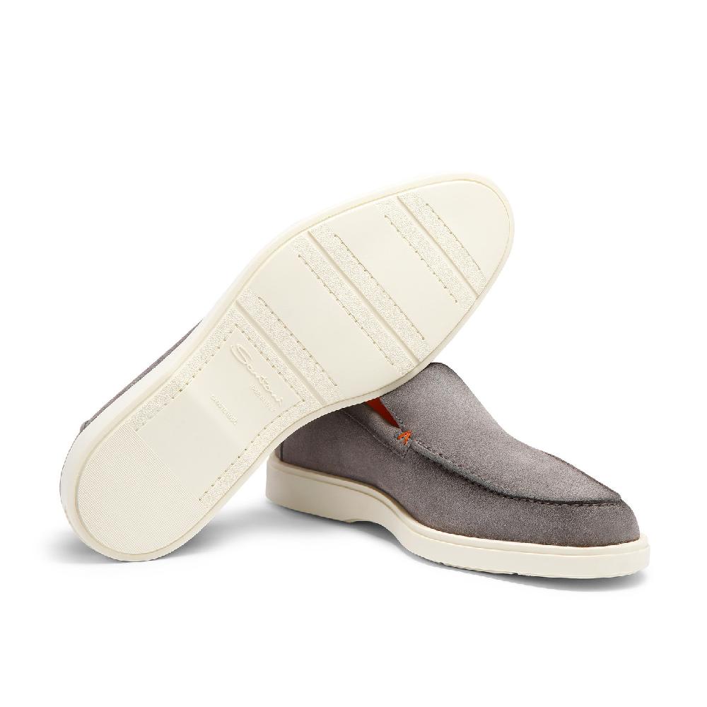 Santoni Mocassino da uomo in suede grigio Smaltimento dello stoccaggio