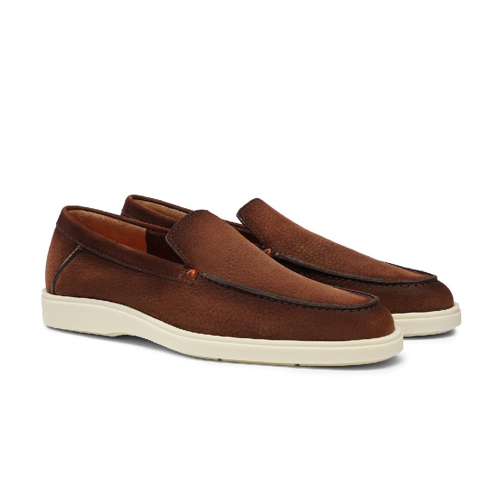 Santoni Mocassino da uomo in nabuk marrone Promozione