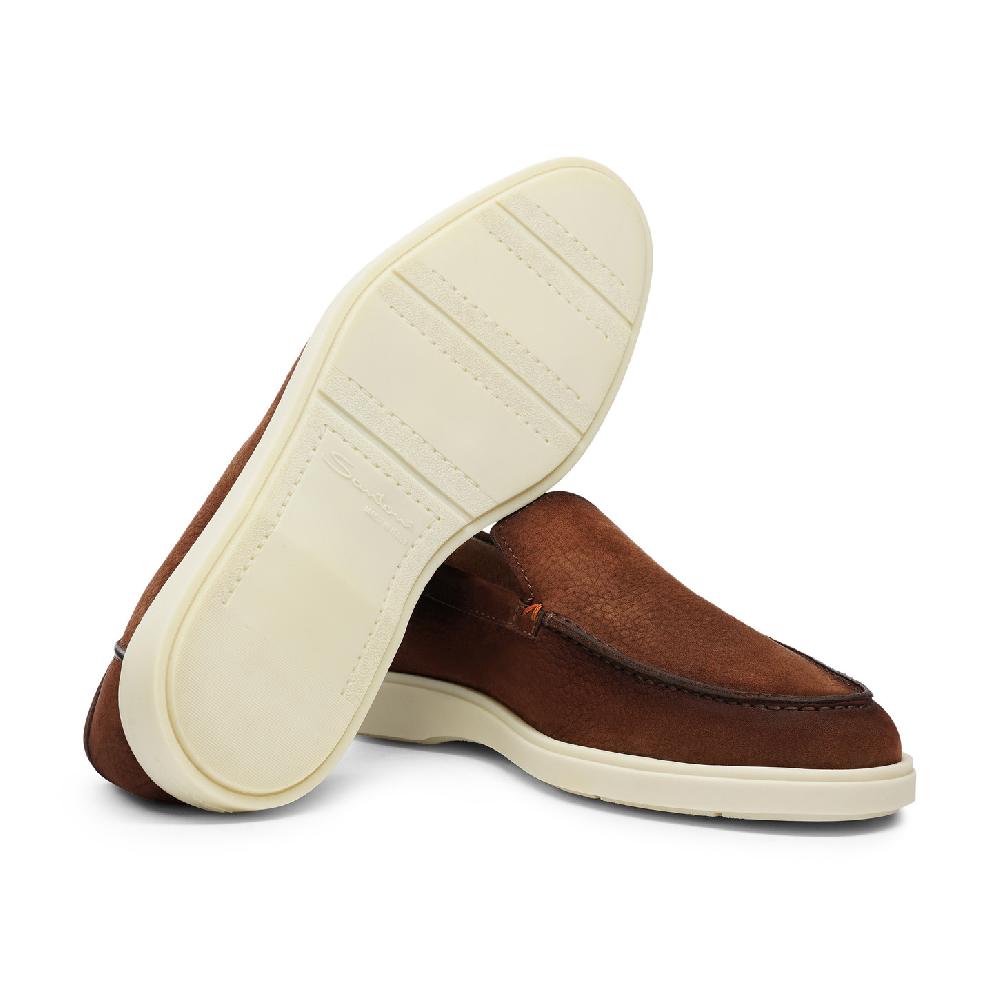 Santoni Mocassino da uomo in nabuk marrone Promozione