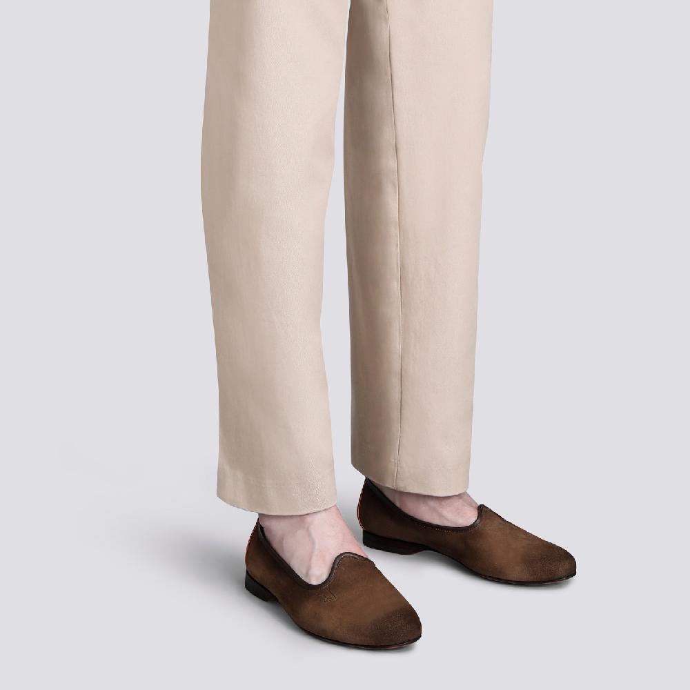 Santoni Mocassino da uomo in suede marrone Pezzi Unici