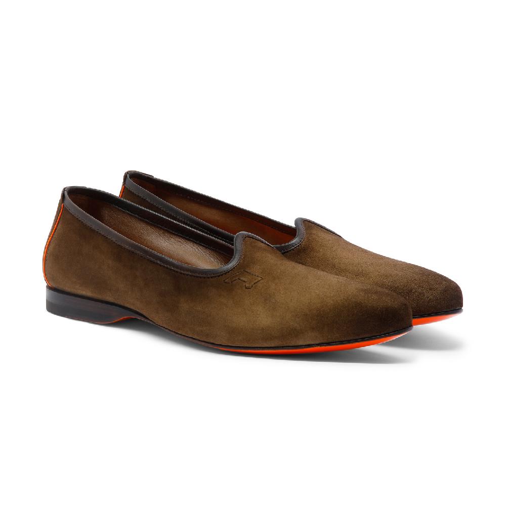 Santoni Mocassino da uomo in suede marrone Pezzi Unici