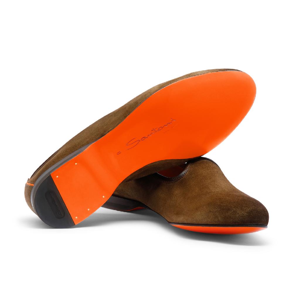 Santoni Mocassino da uomo in suede marrone Pezzi Unici