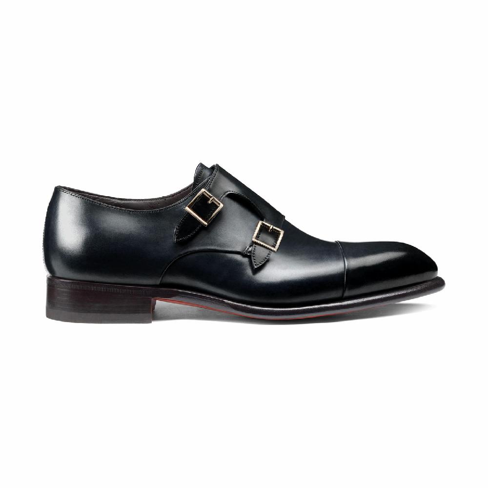 Santoni Doppia fibbia da uomo in pelle blu