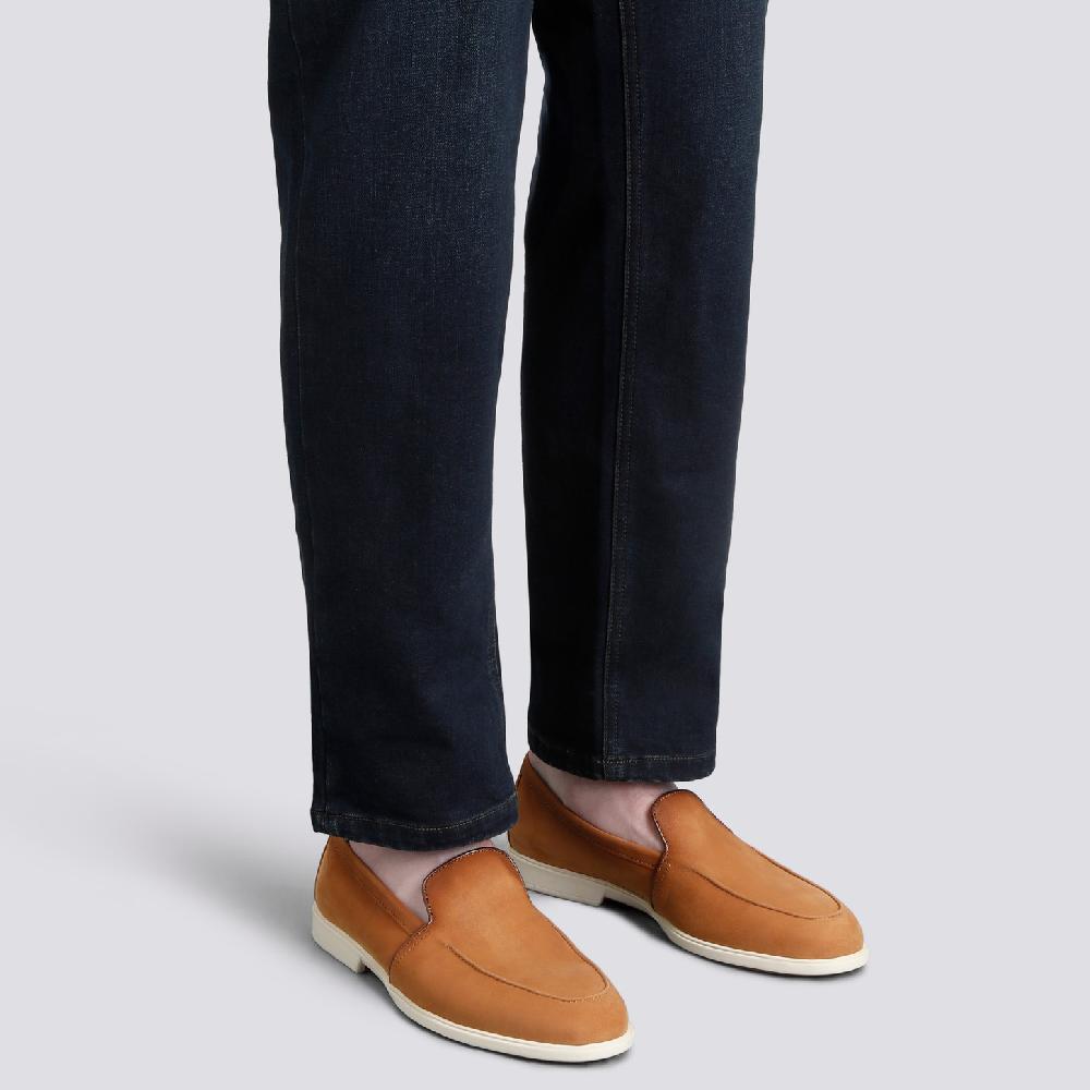 Santoni Mocassino da uomo in nabuck bottalato marrone Promozione Limitata