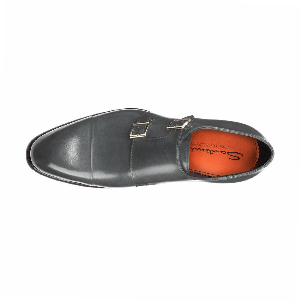 Santoni Doppia fibbia da uomo in pelle grigia Affare Del Giorno