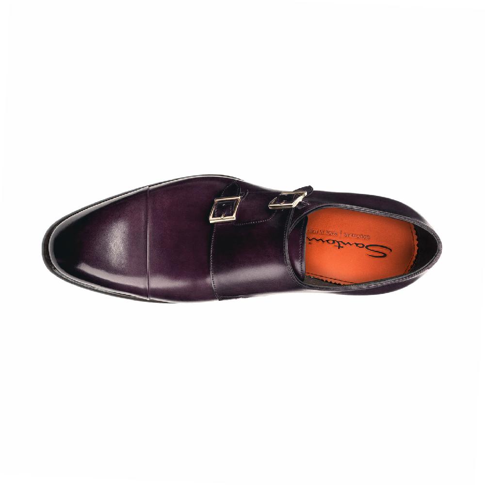 Santoni Doppia fibbia da uomo in pelle viola Prezzo Ridotto