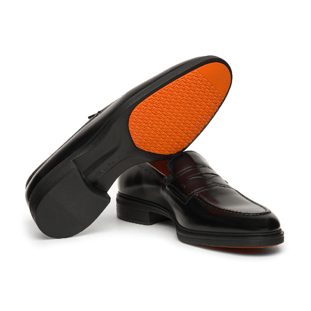 Santoni Mocassino Easy da uomo in pelle nera Convenienza