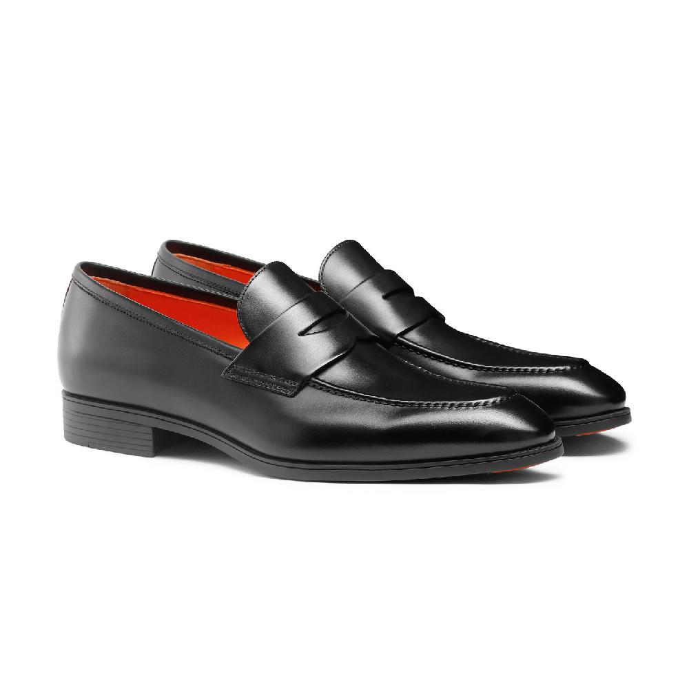 Santoni Mocassino penny da uomo in pelle nera Offerta