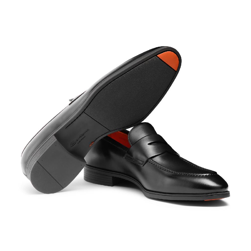Santoni Mocassino penny da uomo in pelle nera Offerta
