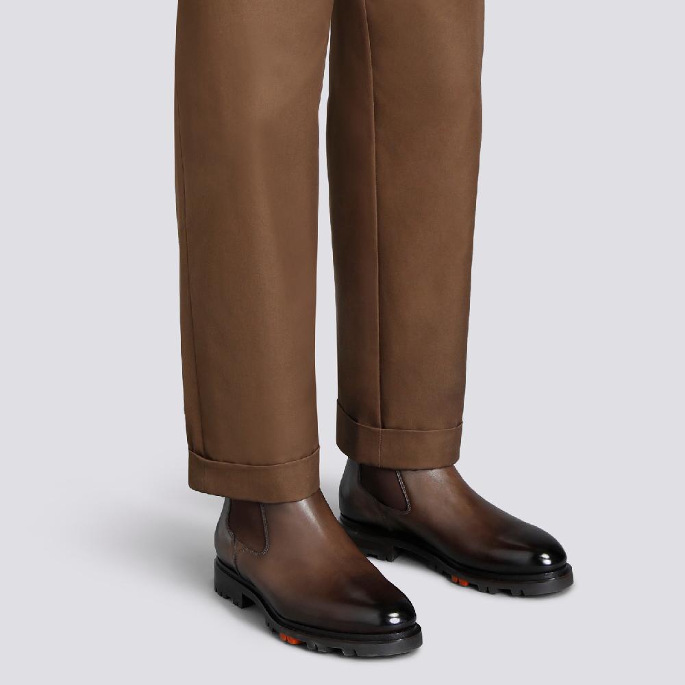 Santoni Stivaletto Chelsea da uomo in pelle testa di moro Economico