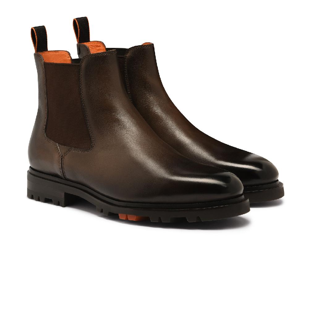 Santoni Stivaletto Chelsea da uomo in pelle testa di moro Economico