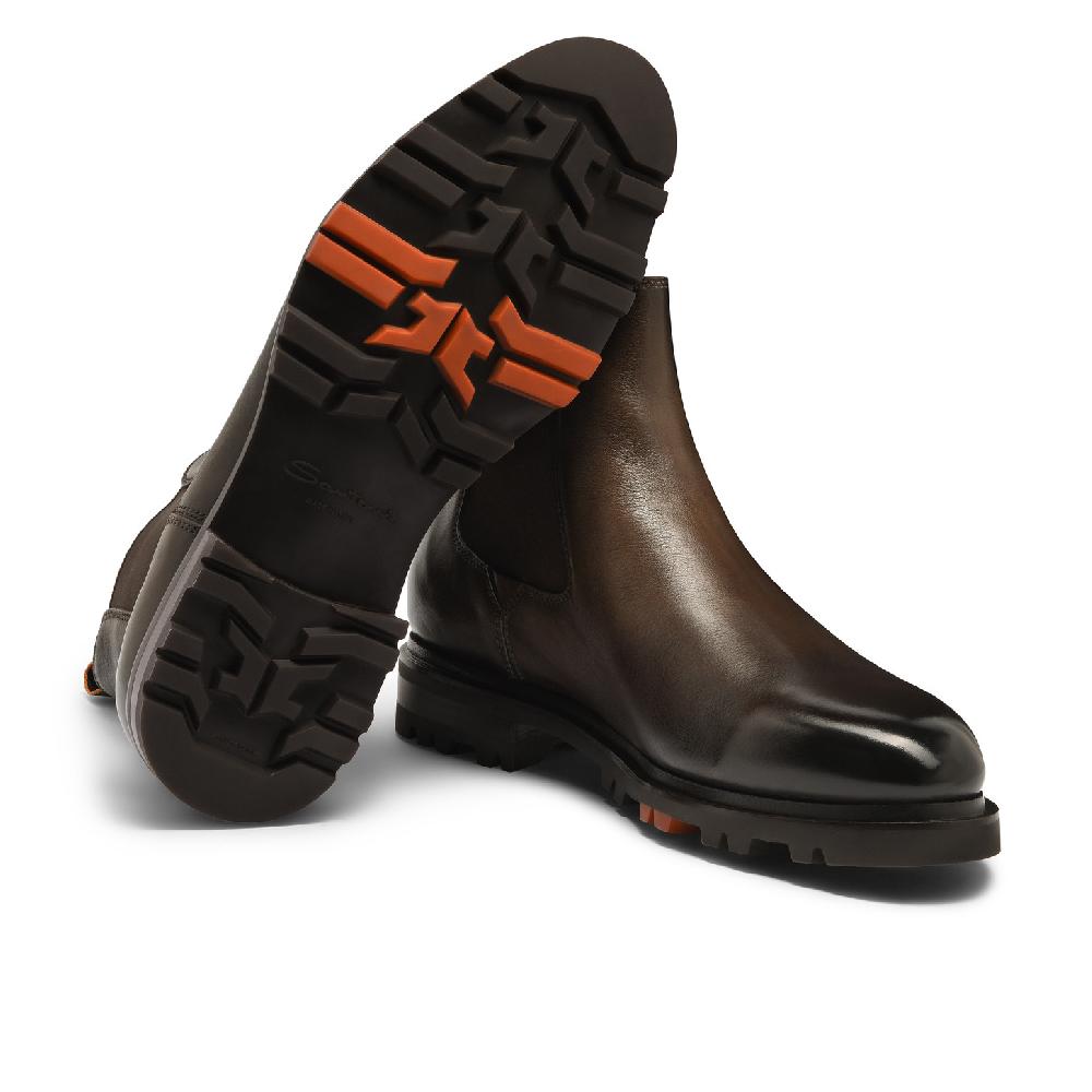 Santoni Stivaletto Chelsea da uomo in pelle testa di moro Economico