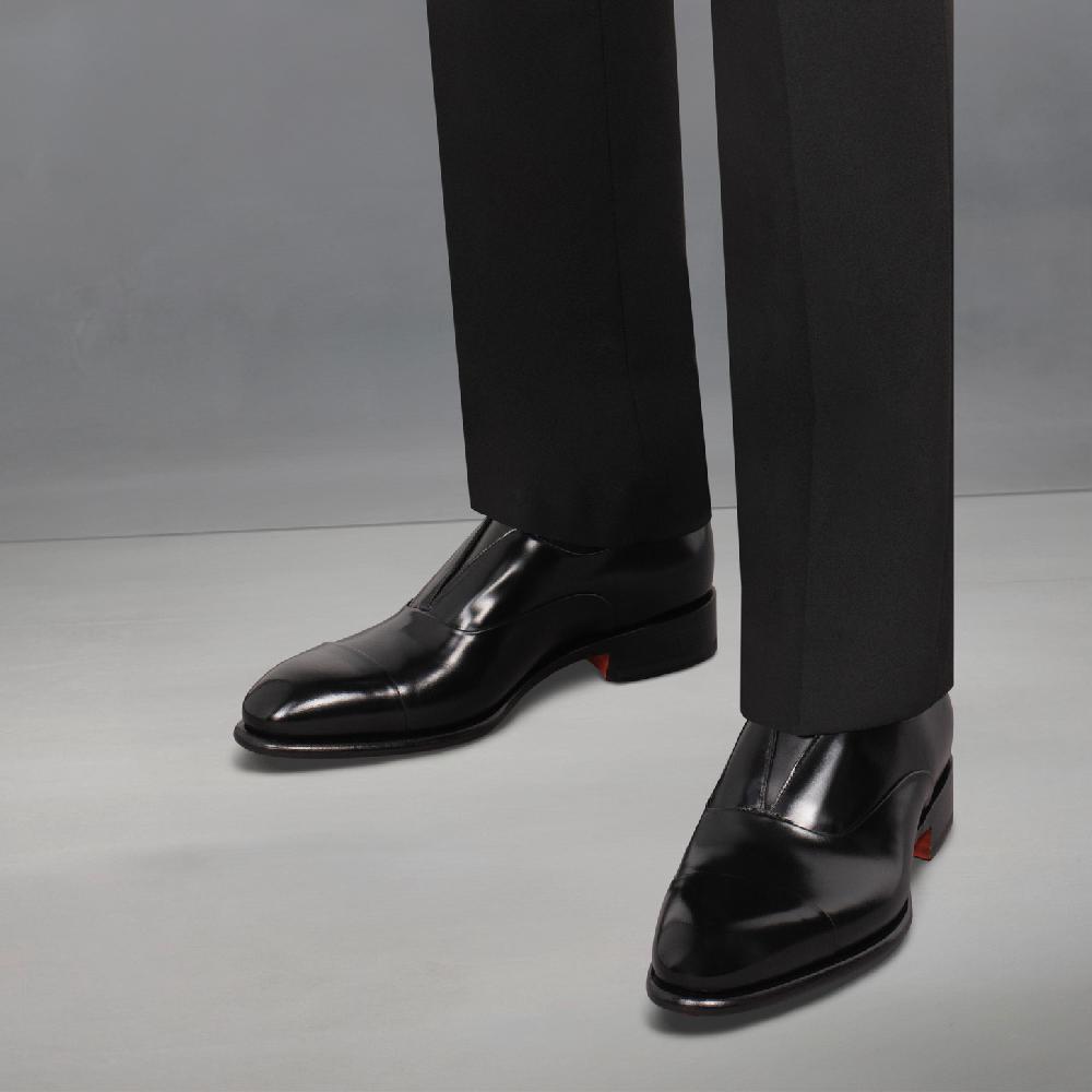 Santoni Stringata da uomo in pelle nera Saldi
