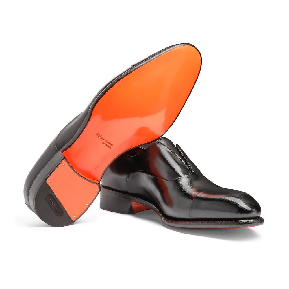 Santoni Stringata da uomo in pelle nera Saldi