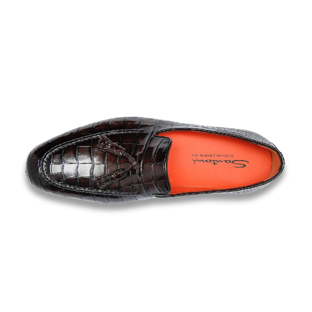 Santoni Mocassino con nappe da uomo in alligatore testa di moro Hotsell