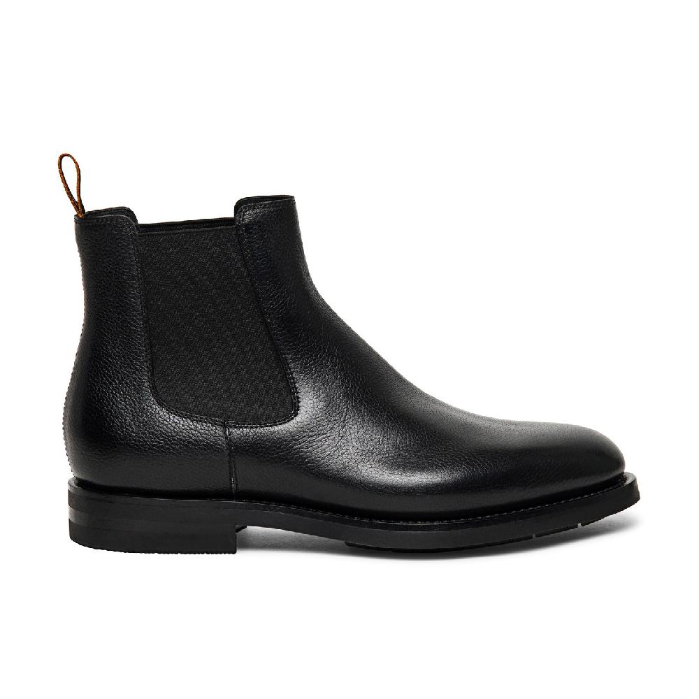 Santoni Stivaletto chelsea da uomo in pelle anticata nera