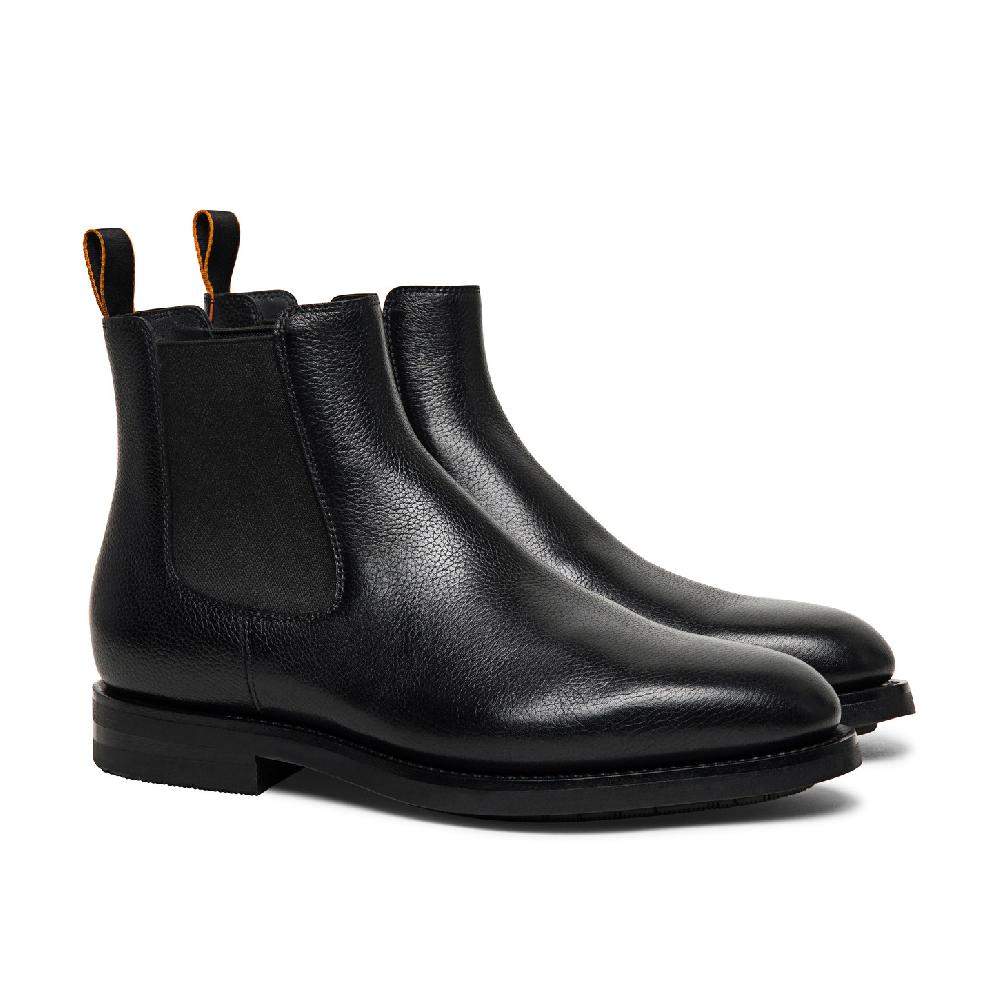Santoni Stivaletto chelsea da uomo in pelle anticata nera Vendita Calda