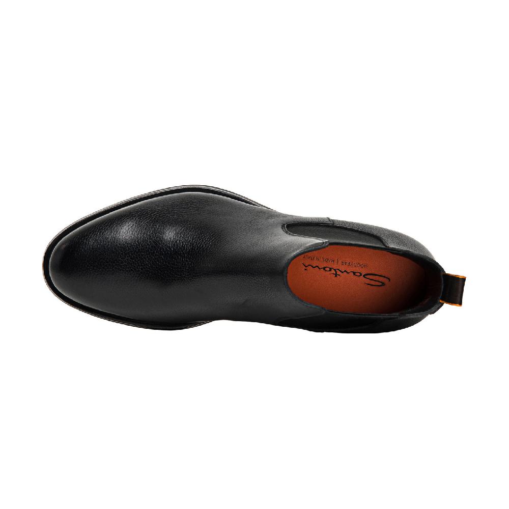 Santoni Stivaletto chelsea da uomo in pelle anticata nera Vendita Calda