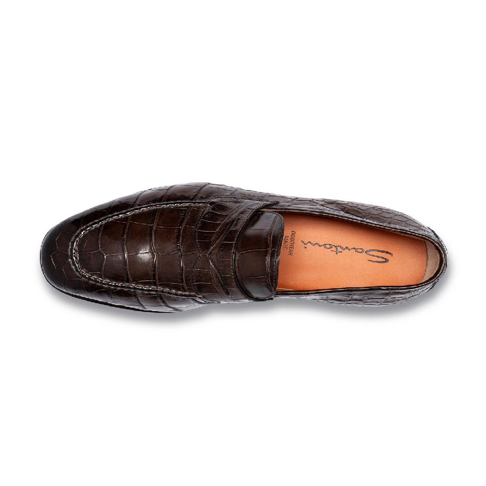 Santoni Mocassino penny da uomo in alligatore testa di moro I Più Venduti