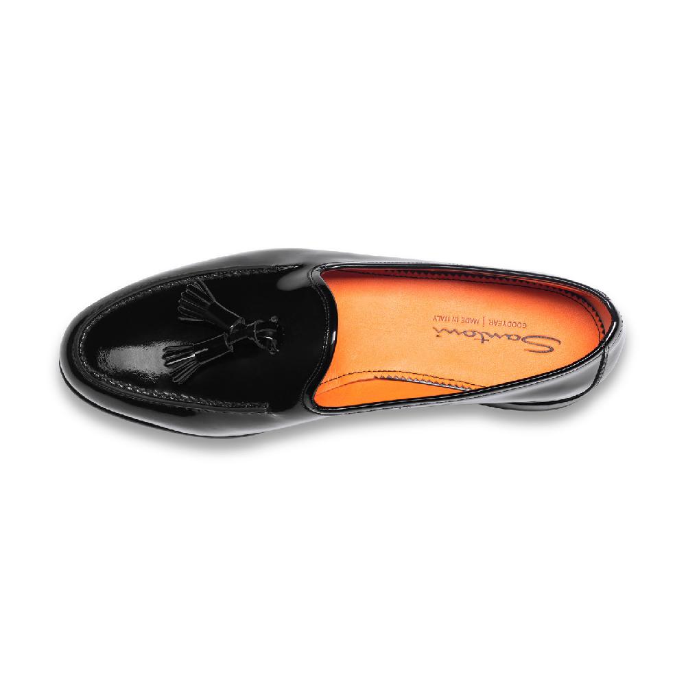 Santoni Mocassino Andrea con nappe da uomo in vernice nera Negozio