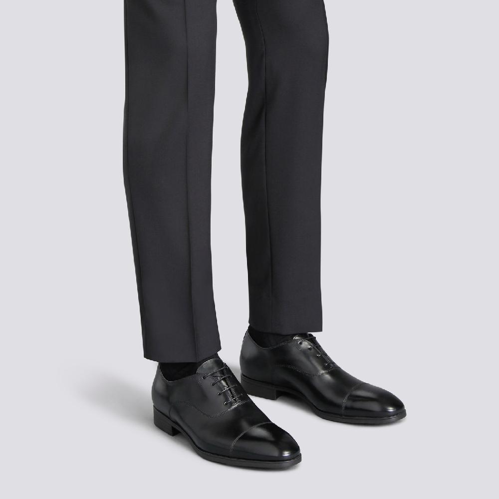 Santoni Stringata oxford da uomo in pelle nera In Saldo