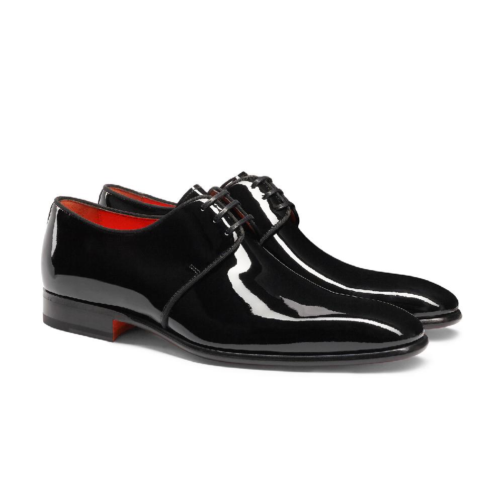 Santoni Stringata derby da uomo in vernice nera Qualità