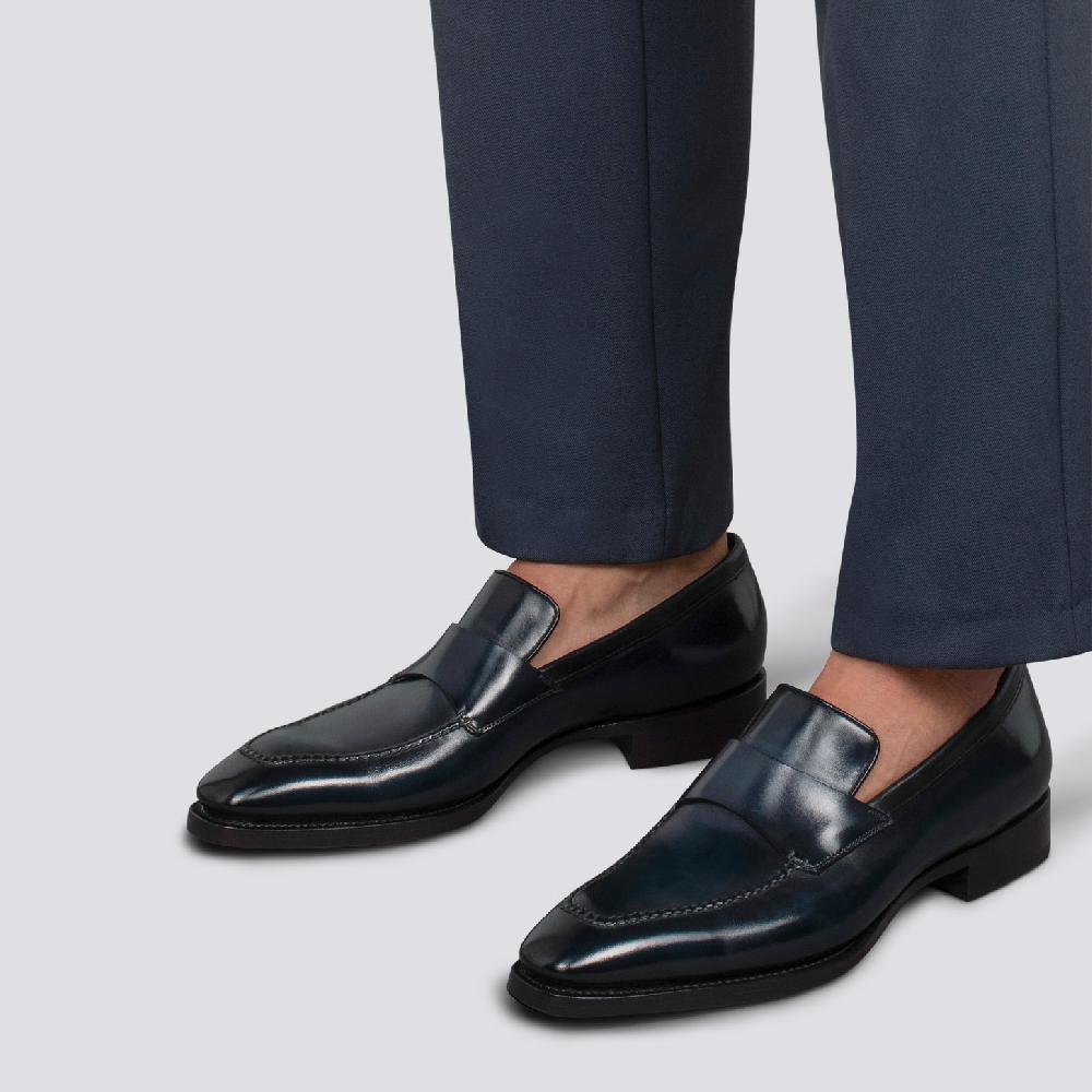 Santoni Mocassino penny Limited Edition da uomo in pelle blu Promozione