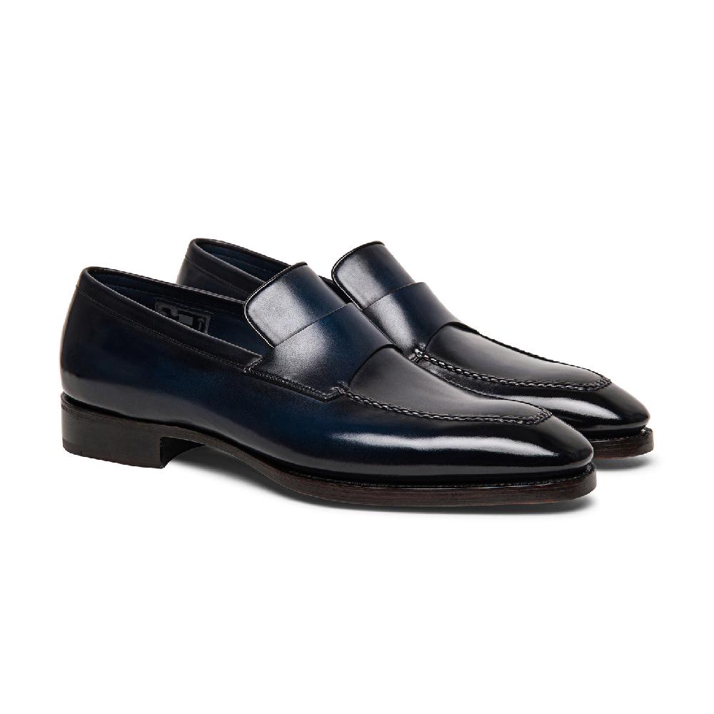 Santoni Mocassino penny Limited Edition da uomo in pelle blu Promozione