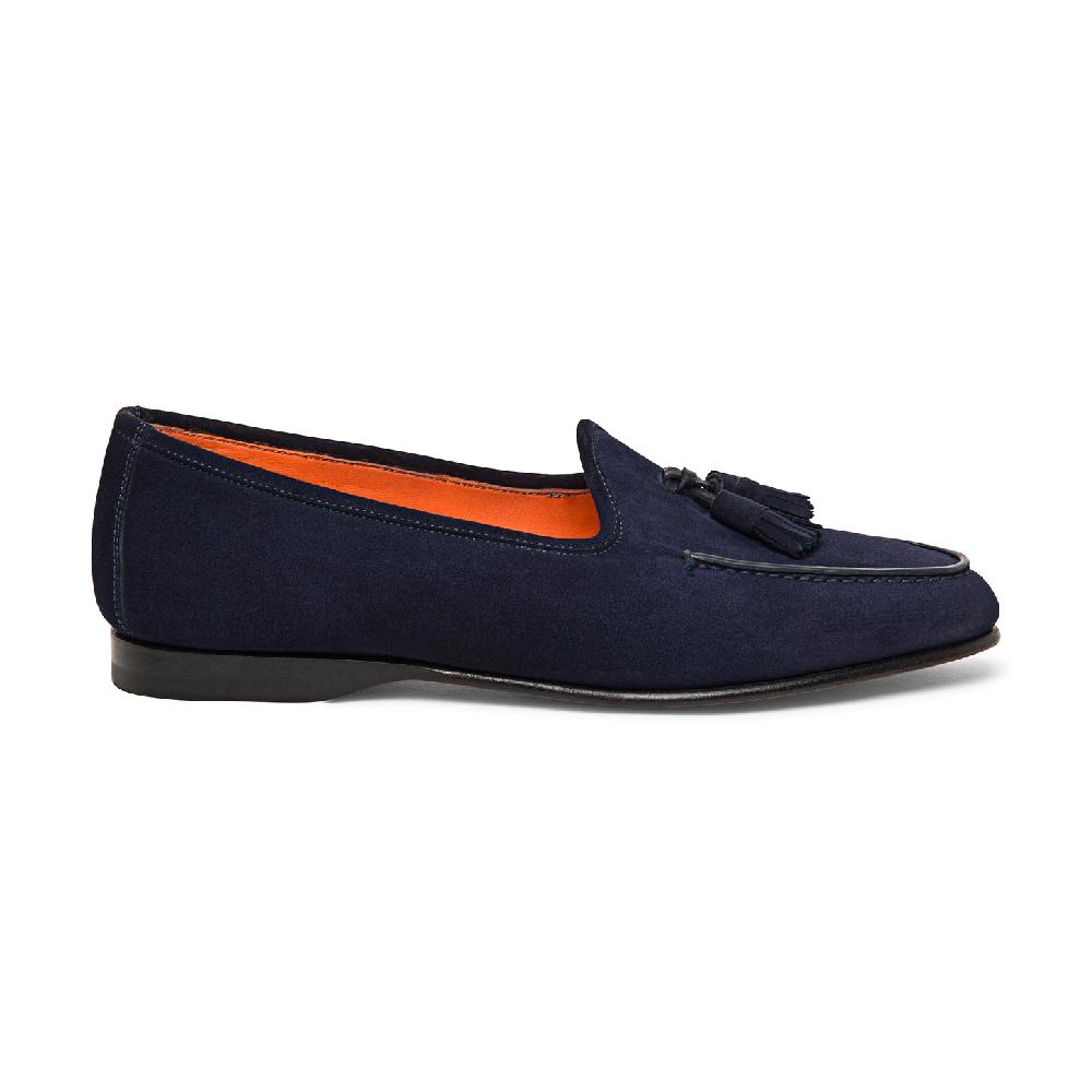 Santoni Mocassino Andrea con nappe da uomo in suede blu