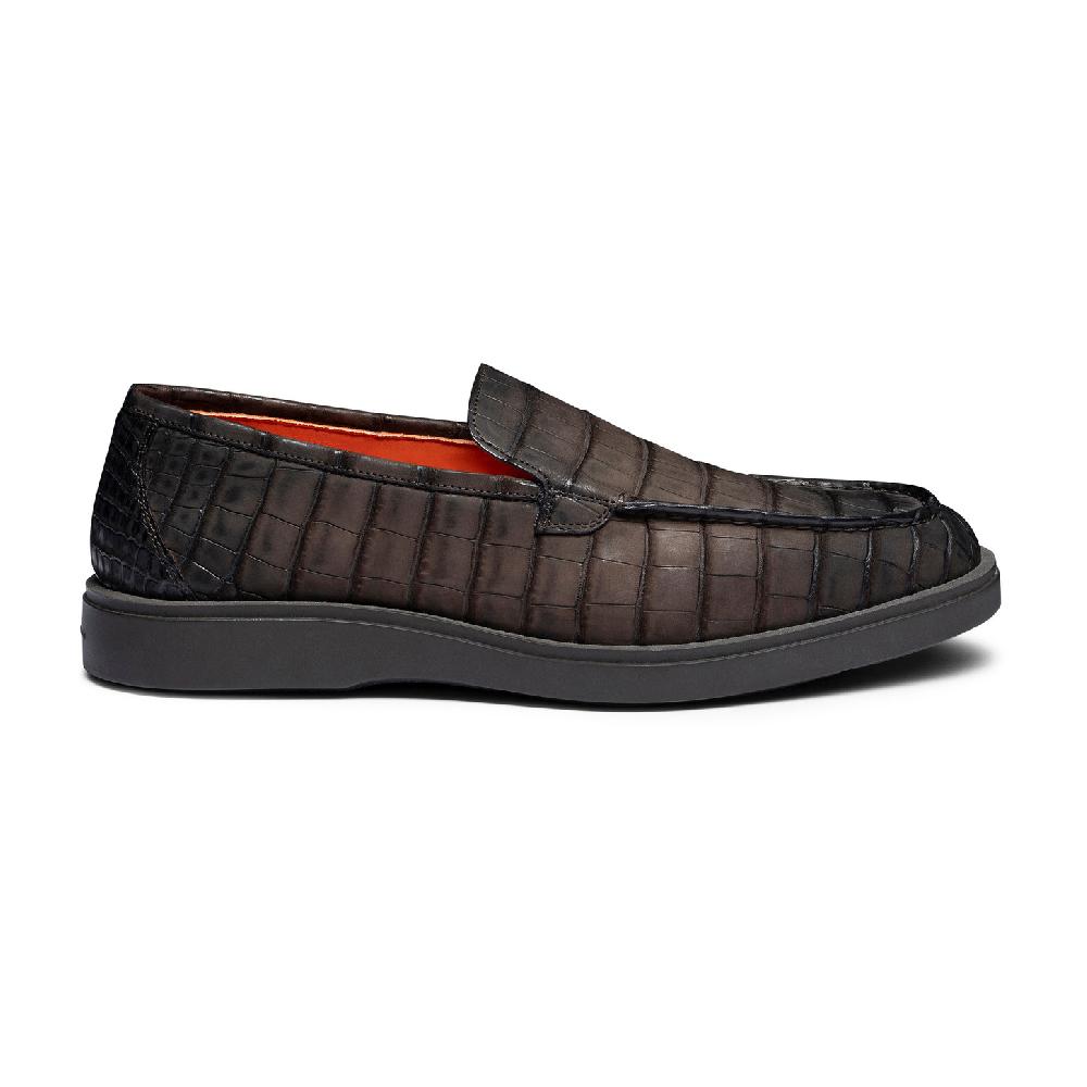 Santoni Mocassino da uomo in alligatore testa di moro