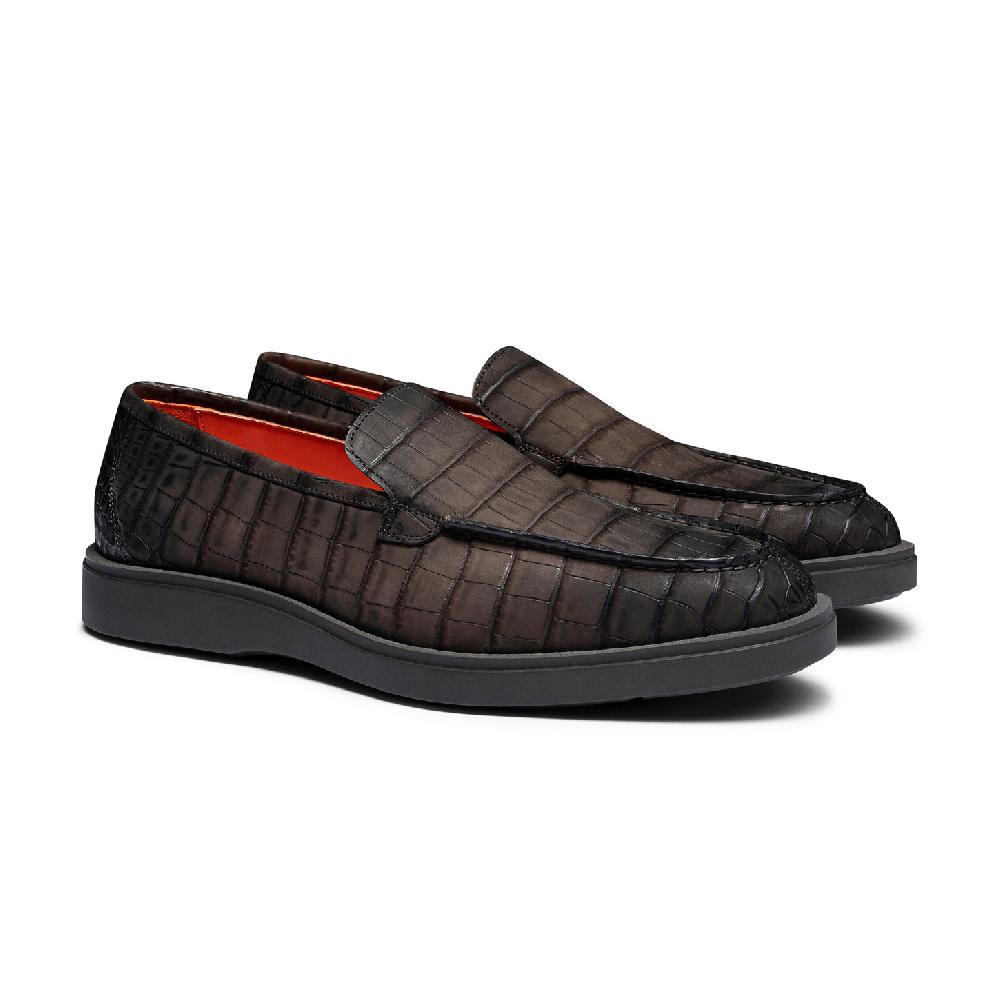 Santoni Mocassino da uomo in alligatore testa di moro Soddisfazione Garantita