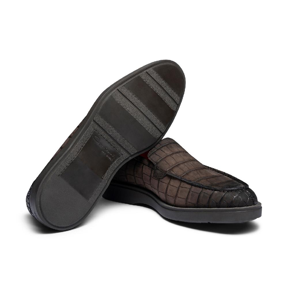 Santoni Mocassino da uomo in alligatore testa di moro Soddisfazione Garantita