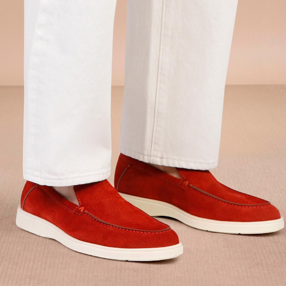 Santoni Mocassino da uomo in suede arancione Qualità Garantita