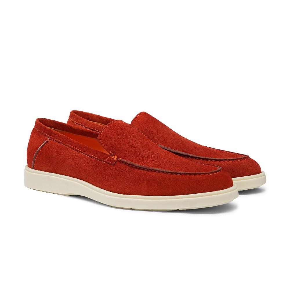 Santoni Mocassino da uomo in suede arancione Qualità Garantita