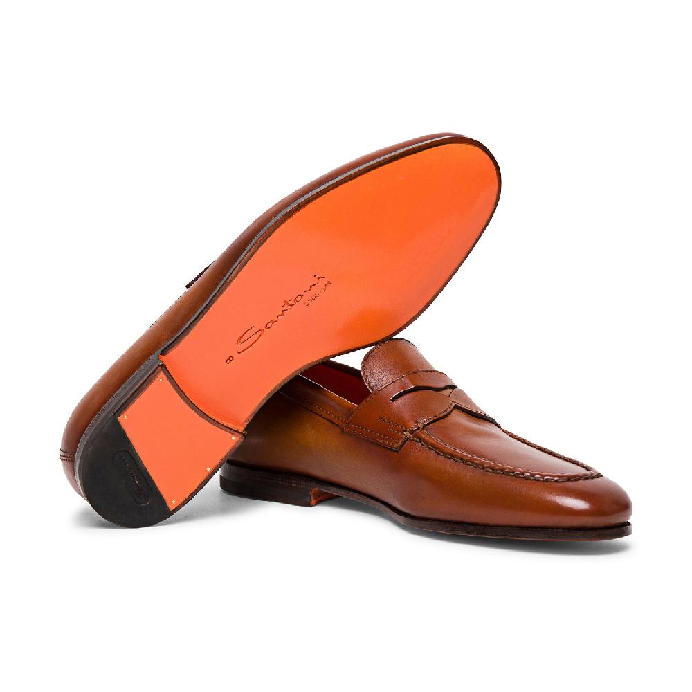 Santoni Mocassino penny da uomo in pelle marrone Negozi Online